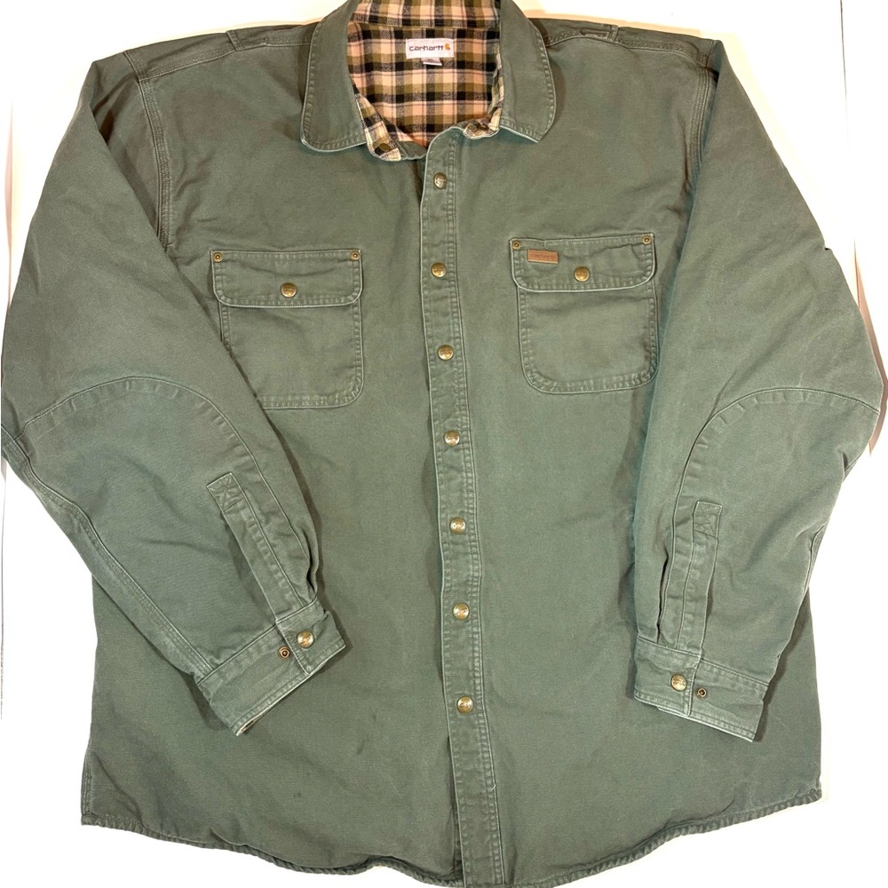 Carhartt Flannel-lined Shirt Jacket 2XL Tall Olive Workwear